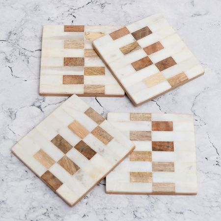 Adorable Handcrafted Wooden Coasters - Pack of 4